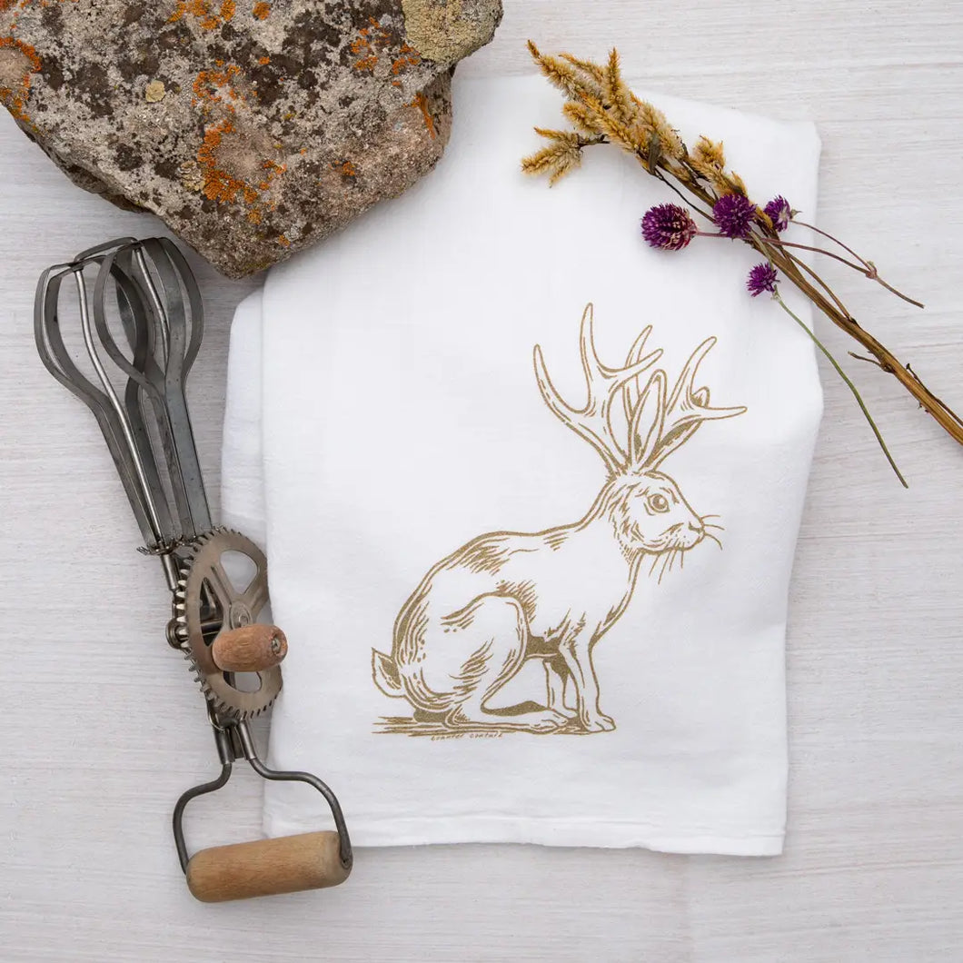 Colie Boutique Item! Counter Couture Jackalope Flour Sack Tea Towel